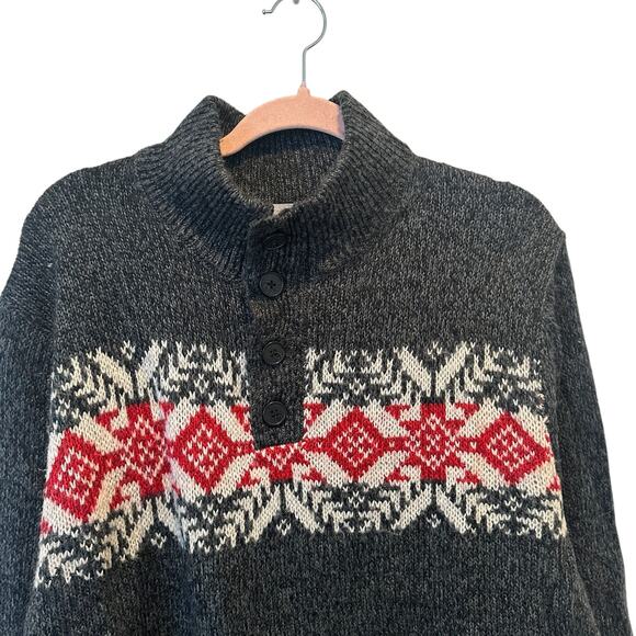 Oscar De Larenta Oversized 3/4 Button Pullover Oversized Fisherman Sweater XL - Picture 4 of 14